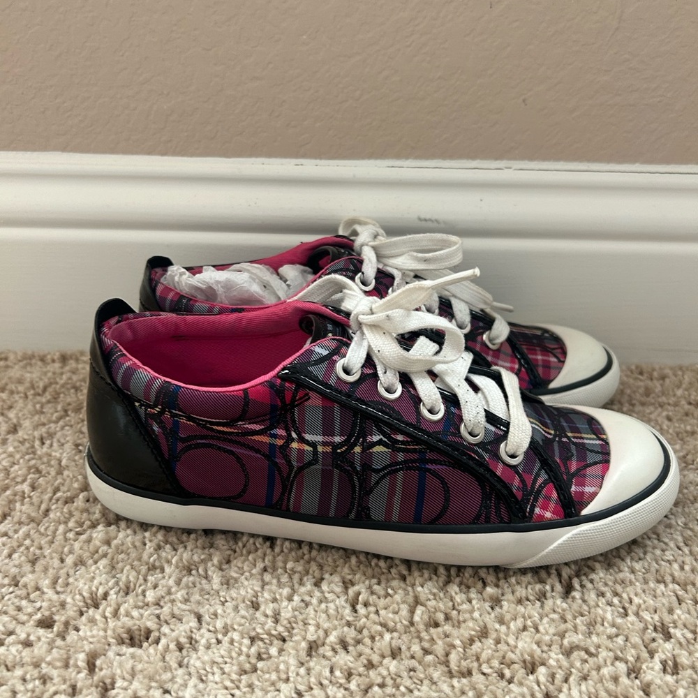 Coach Plaid Tennis Shoes - Pink and Black, Women’s Shoes, Coach Signature